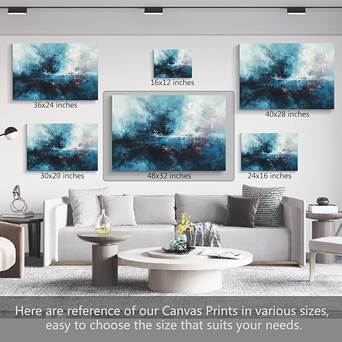 Miniatura 632 de Lienzo artístico para pared, pinturas de arte abstracto, fantasía azul, grafiti colorido sobre fondo blanco; decoración artística moderna para sala