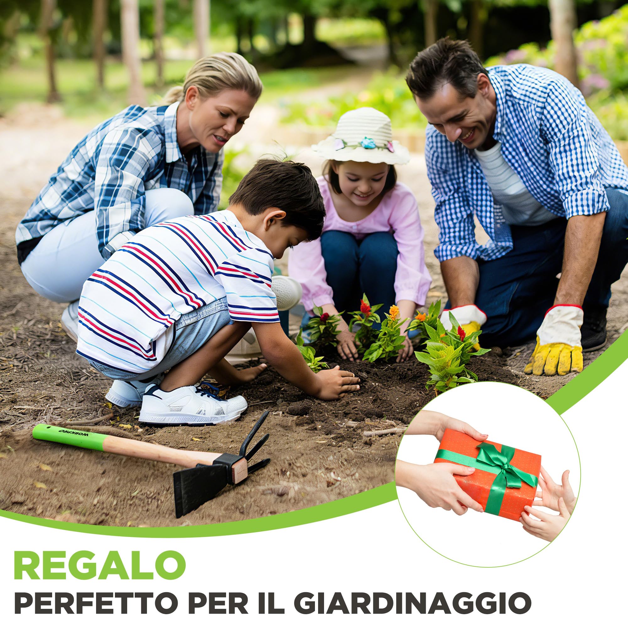 WORKPRO Zappa e Coltivatore 2-in-1 – Rastrello da Giardino con Manico in Legno da 36 cm, Lama Affilata e Denti a 3 Artigli, Attrezzo Pesante per Scavare, Smuovere il Terreno, Sarchiare e Coltivare