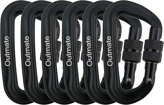 Carabiner Clip,12kN Aluminium Alloy Carabiners,Heavy Duty Clips 2645lbs/1200kg,Perfect Gear for Hammocks Camping Hiking Keyring and Utility