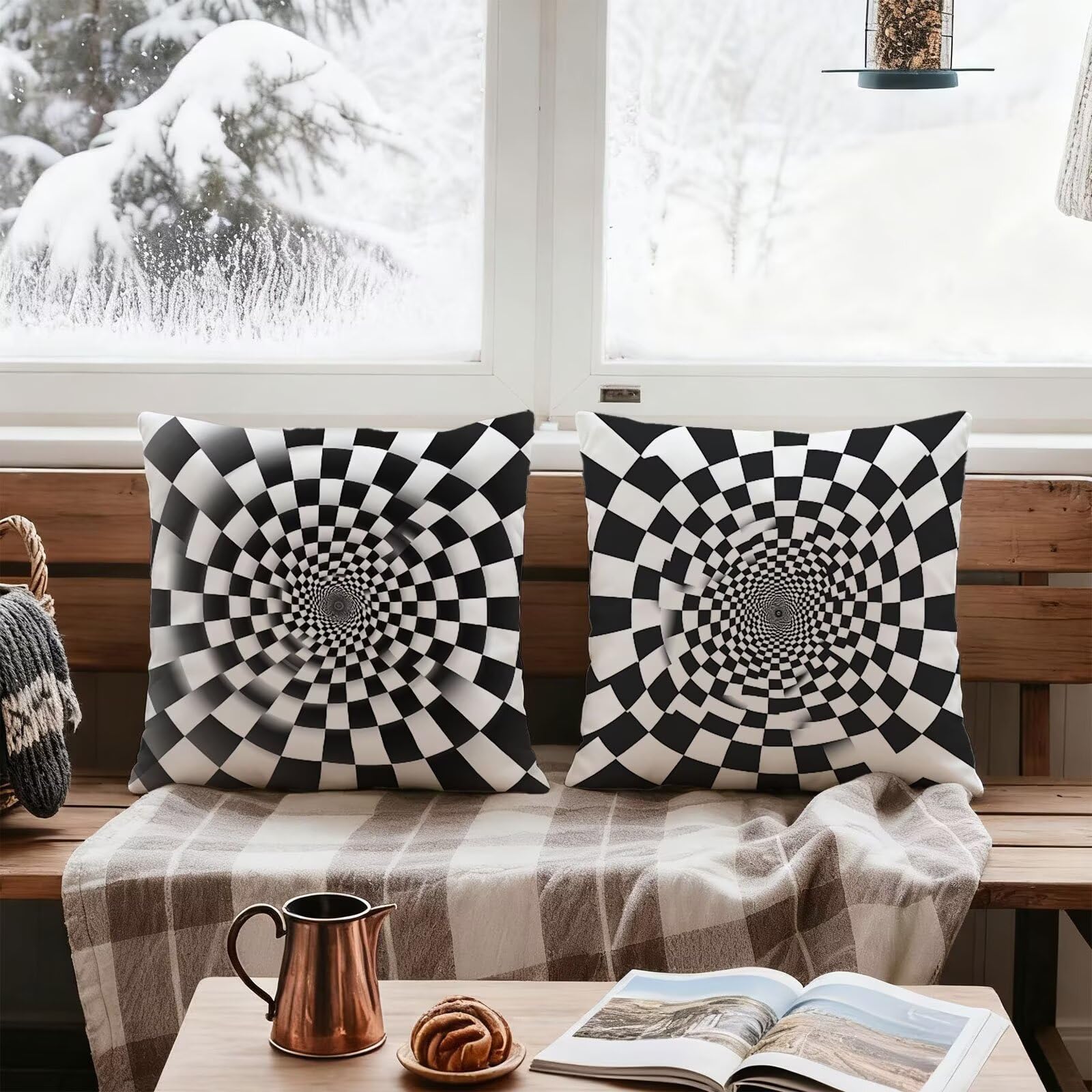 En Blanco Y Negro Funda Cojin 65x65 GeometríA Funda Almohada 65x65 Cojines Sofa Súper Suave Fundas Cojines Decorativos Fundas Almohadas 4 Piezas Cervicales y Cuello, para Hogar Sofa Cama Salon E - 567