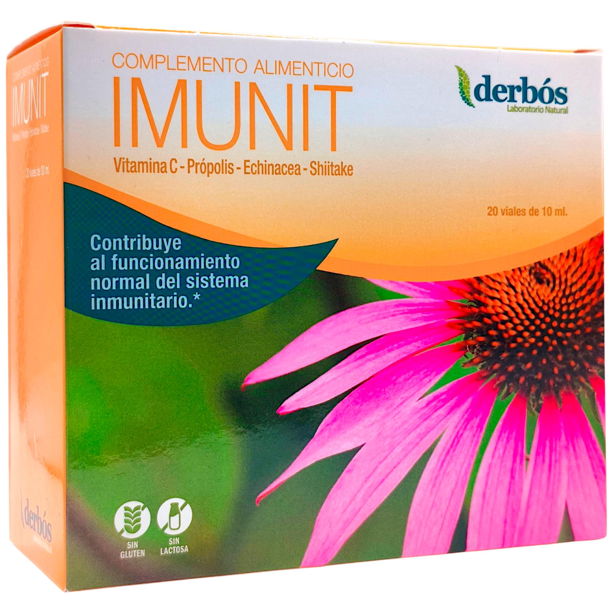 Derbos Imunit 20 Viales de 10ml - Refuerzo Inmunitario de Choque con Shiitake, Reishi, Calostro, Equinácea y Própolis - Defensas Naturales y Vitalidad