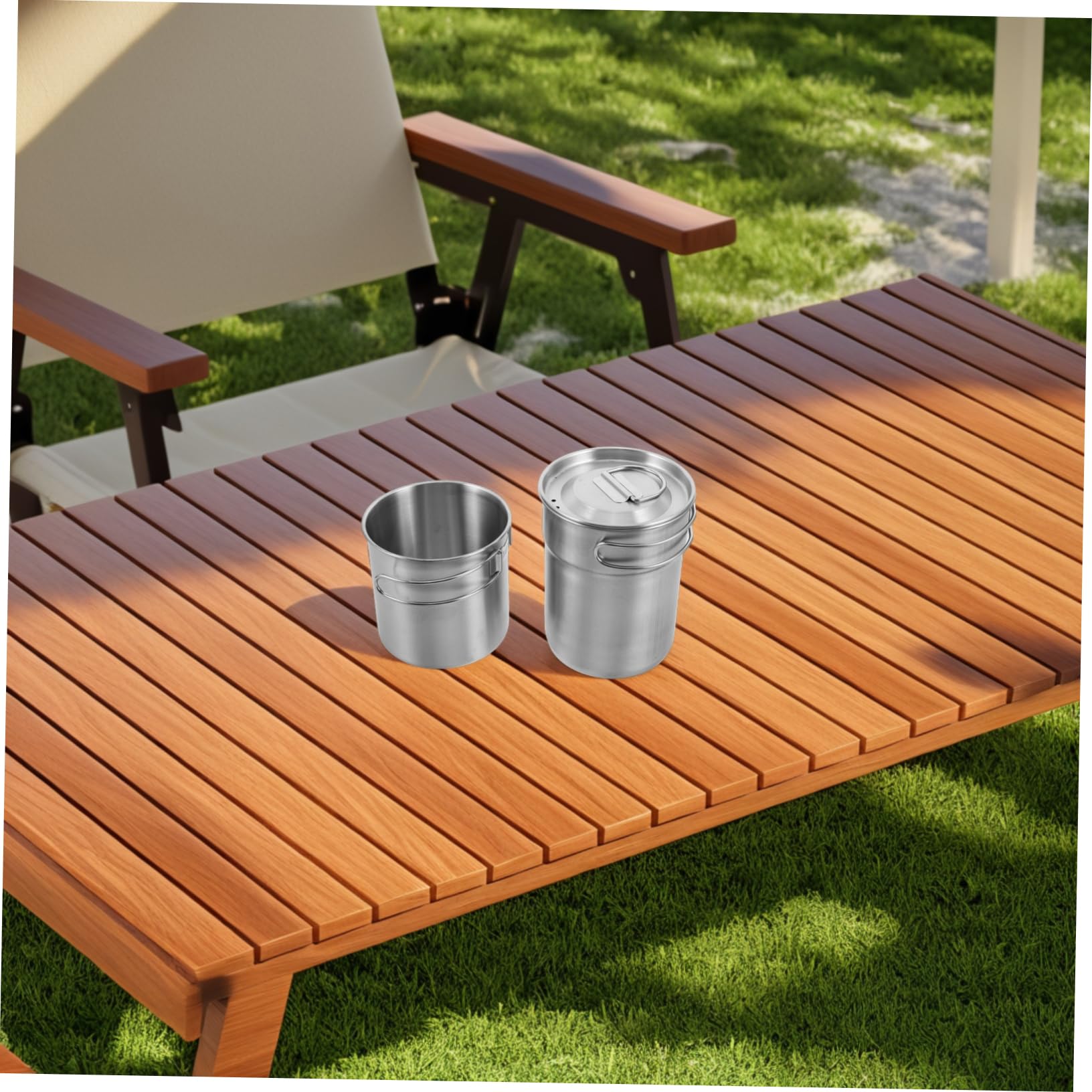 Toddmomy 2 Stück Klappbare Edelstahlbecher mit Griffen für Camping und Outdoor Aktivitäten Leichte Stapelbare Tassen für Wanderungen und Rostfrei Elegant und Funktional