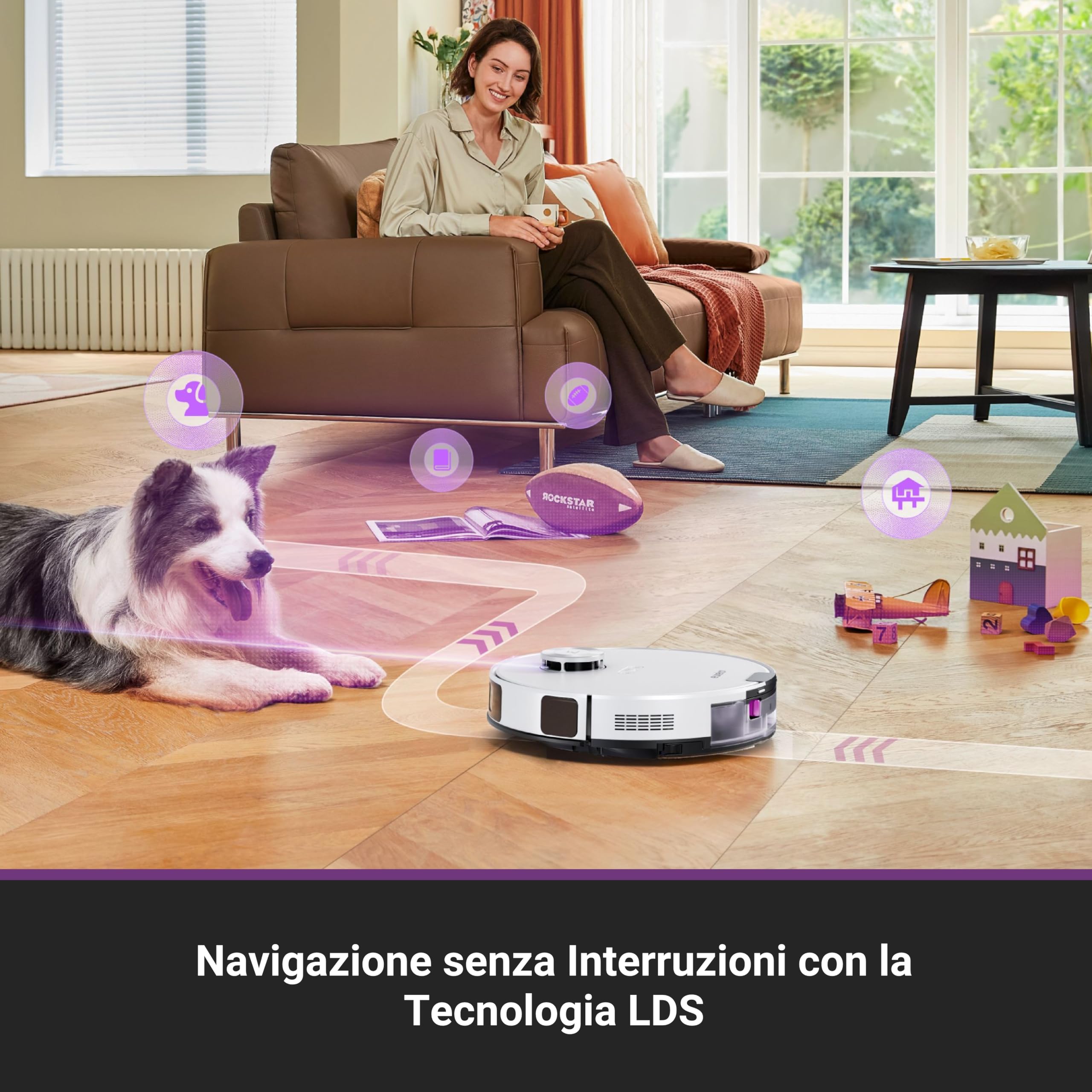 EUREKA E20 Evo Plus Robot Aspirapolvere e Lavapavimenti, 10.000Pa, Anti-Groviglio, 180min Autonomia, Mappatura LDS, Base Senza Sacchetto, Controllo Vocale, Bianco