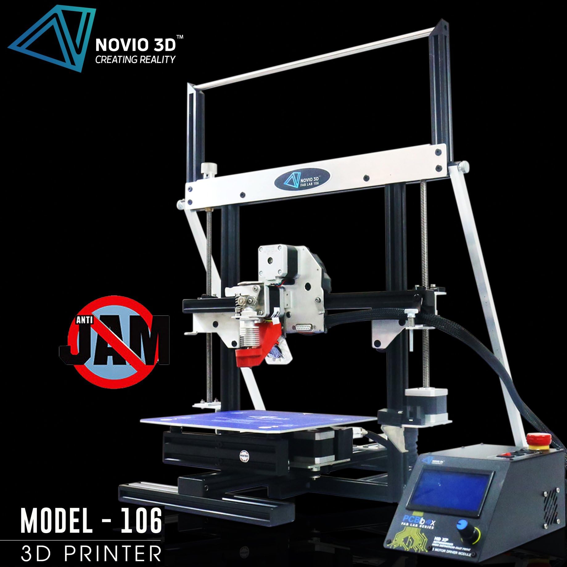 106 Foldable 3D Printer / First In The World Anti Jam Technology / Changeable Nozzle and Upgradeable To Dual Nozzle Extruder/ High Definition 3D Printing / With Novio 3D CNC Transformer (106)