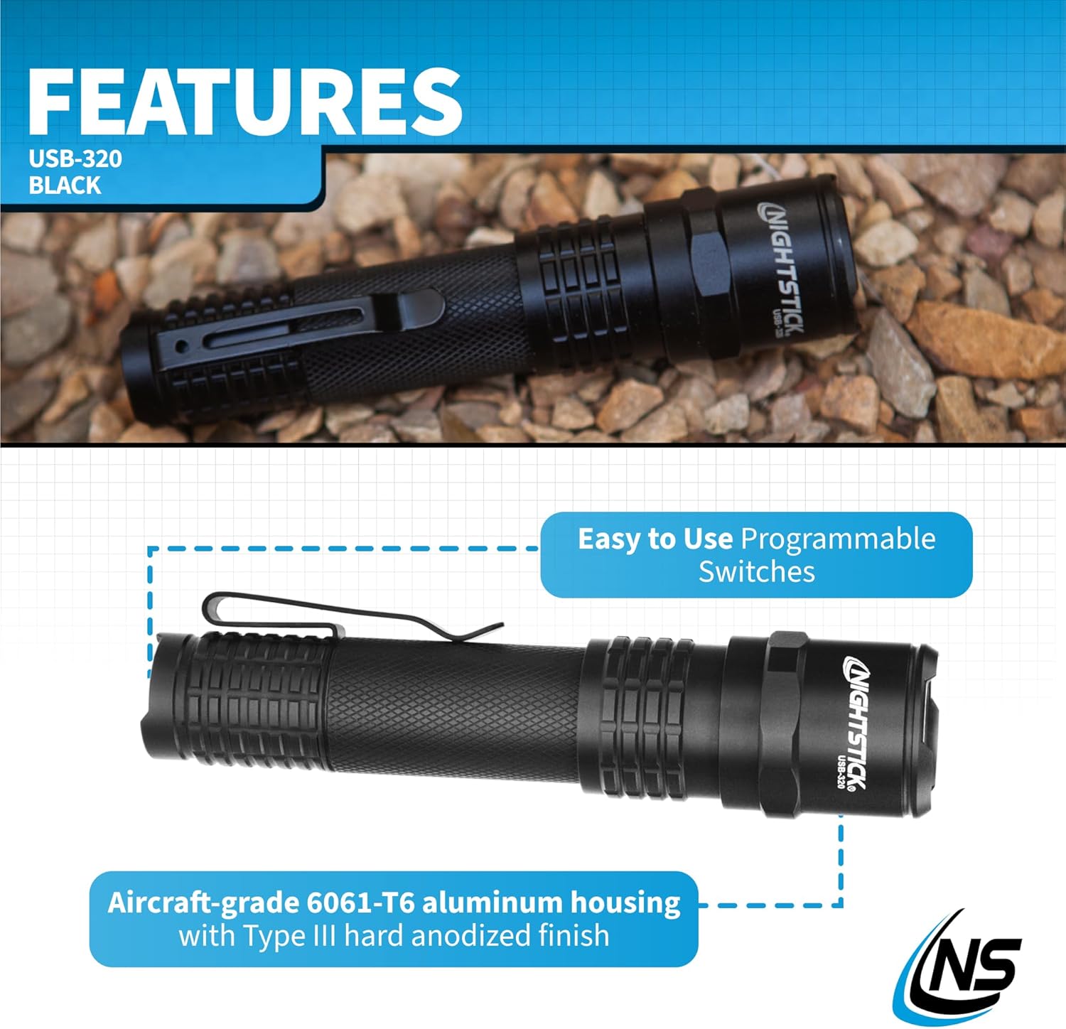 Nightstick USB-320 Rechargeable EDC Flashlight
