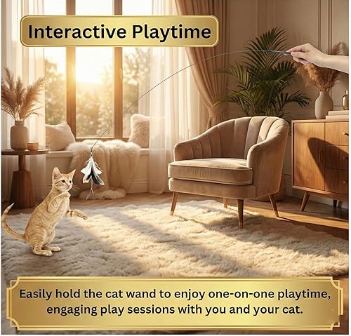 Miniatura 7 de SHAZORY Juego de juguetes interactivos de simulación de pájaros, juguetes interactivos para gatos de interior, juguete de plumas de gato, base de