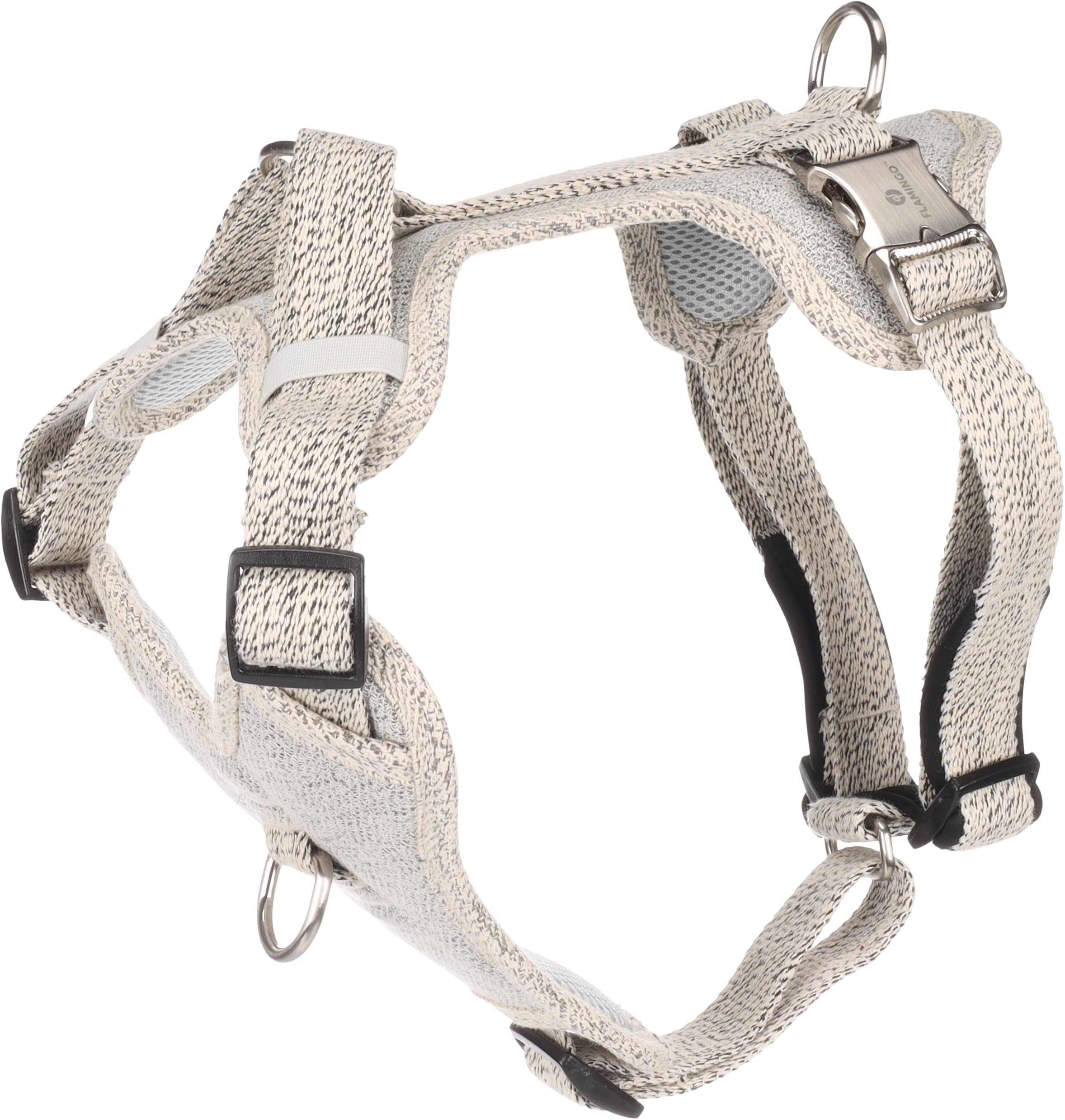 Dog Harness Lago White & Black L 45-71cm 50-80cm 25mm