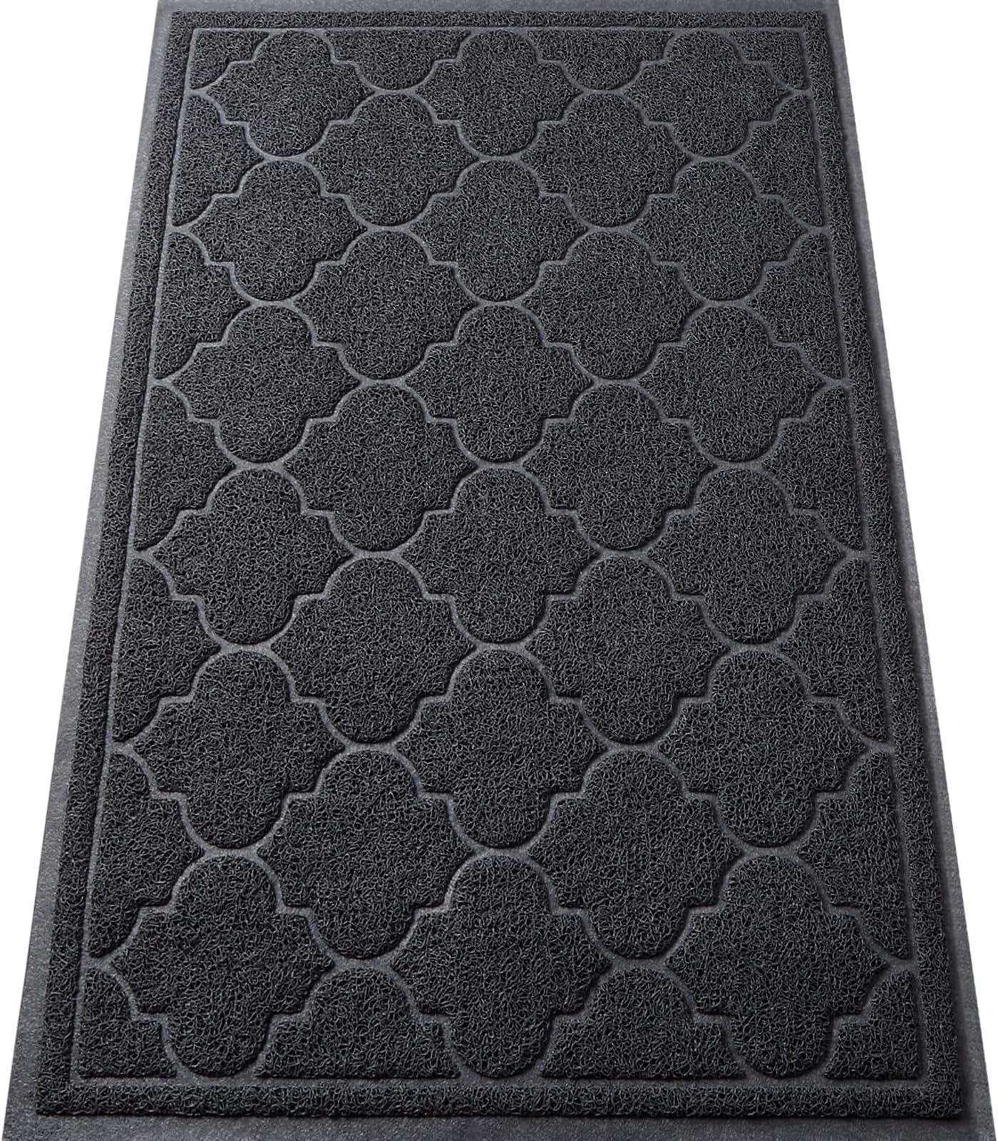 LuxStep Door Mat Large Indoor Outdoor Doormat, Non-Slip Low-Profile Design Floor Mat, Durable Trap Dirt and Dust Front Door Welcome Mat for Entryway,Patio,Garage,High Traffic Areas,(Black, 17"x30")