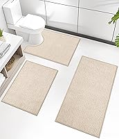 Vista 1 de chakme Bathroom Rug Sets 3 Piece, Ultra Thin Bath Mat Quick Dry Bath Mat, Absorbent Bath Mats for Bathroom Non Slip Machine Washable, (Light Beige)