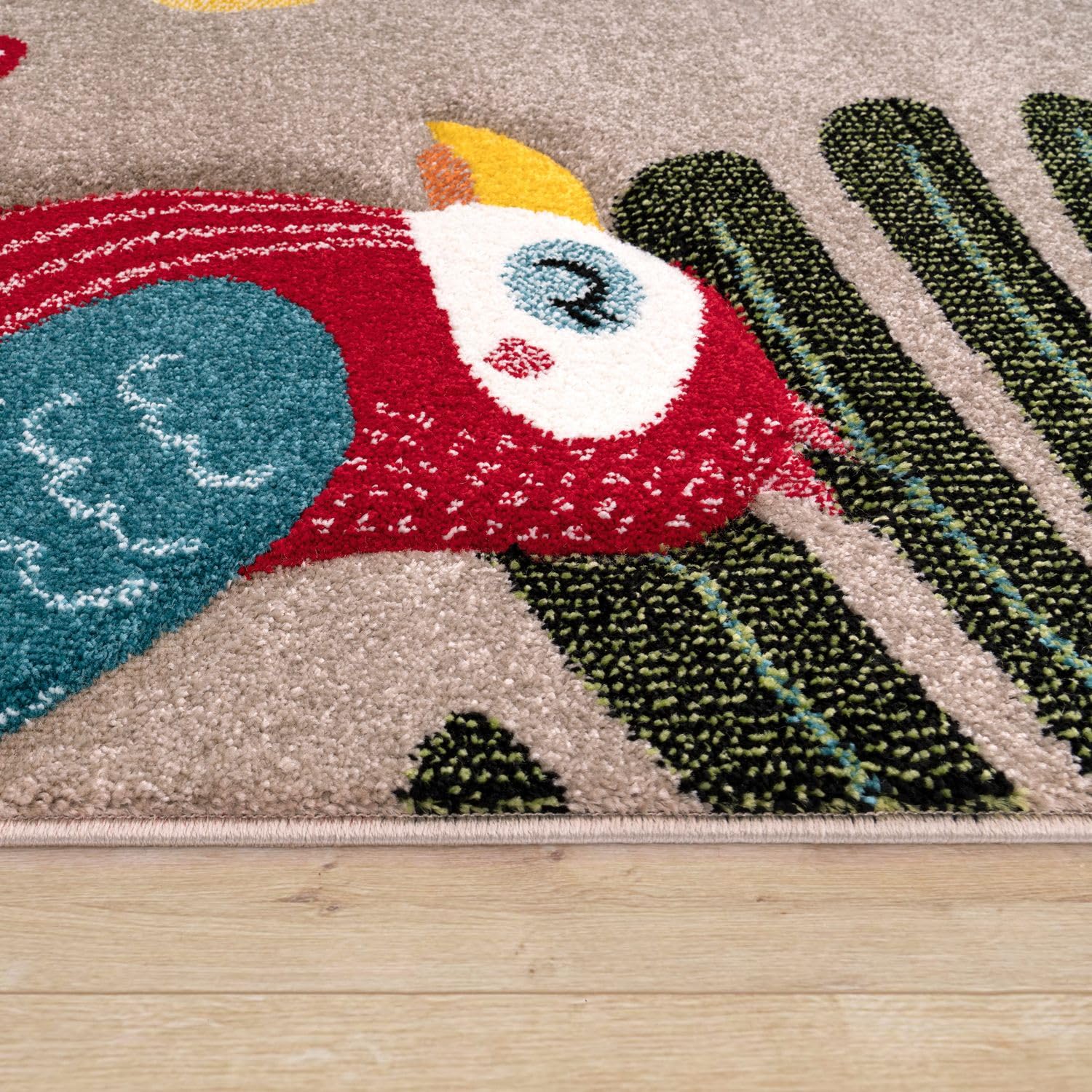 TT Home Alfombra para Niños Moderna Motivo Animal Jungla, Color:Verde Beige Marron, Tamaño:160x230 cm