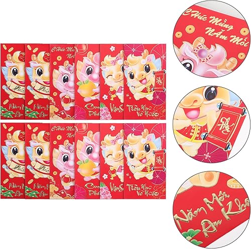 Miniatura 2 de 30 sobres rojos chinos, sobres de dinero de la suerte 2024, paquete de sobres de año nuevo chino del año del dragón Hong Bao sobres decorativos