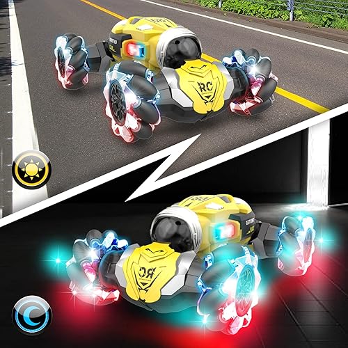 Miniatura 5 de SinHaoJing Auto a control remoto con sensor de gestos con luces de música vehículos giratorios todoterreno para niños de 6 a 12 años de edad fiesta