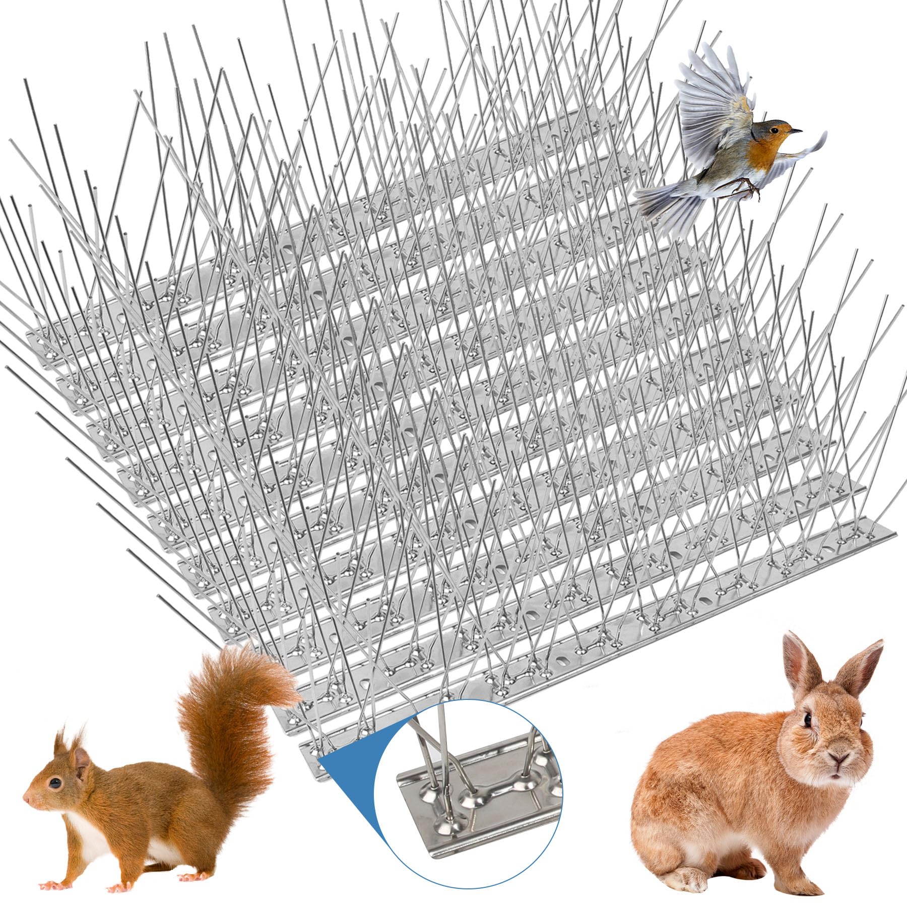 10 Packs Bird Wire Spikes, Bird Repellent Devices Outside, Fence Bird Spikes Strips Deterrent, Pigeon Deterrent for Birds Crow, Cat, Raccoon, Woodpecker Deterrent for Outside to Keep Birds Away, Gone