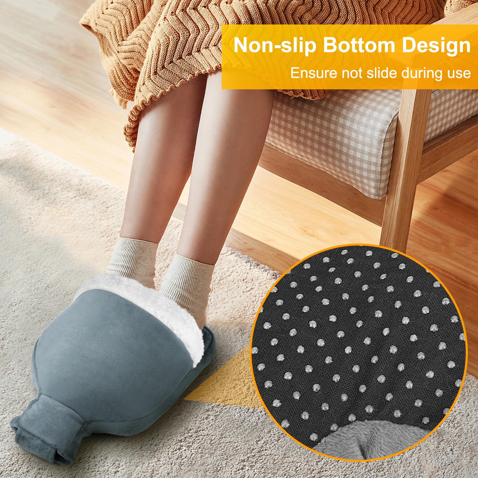 Calentador de Pies Eléctrico 2L con Funda de Felpa Suave para Hombres y Mujeres