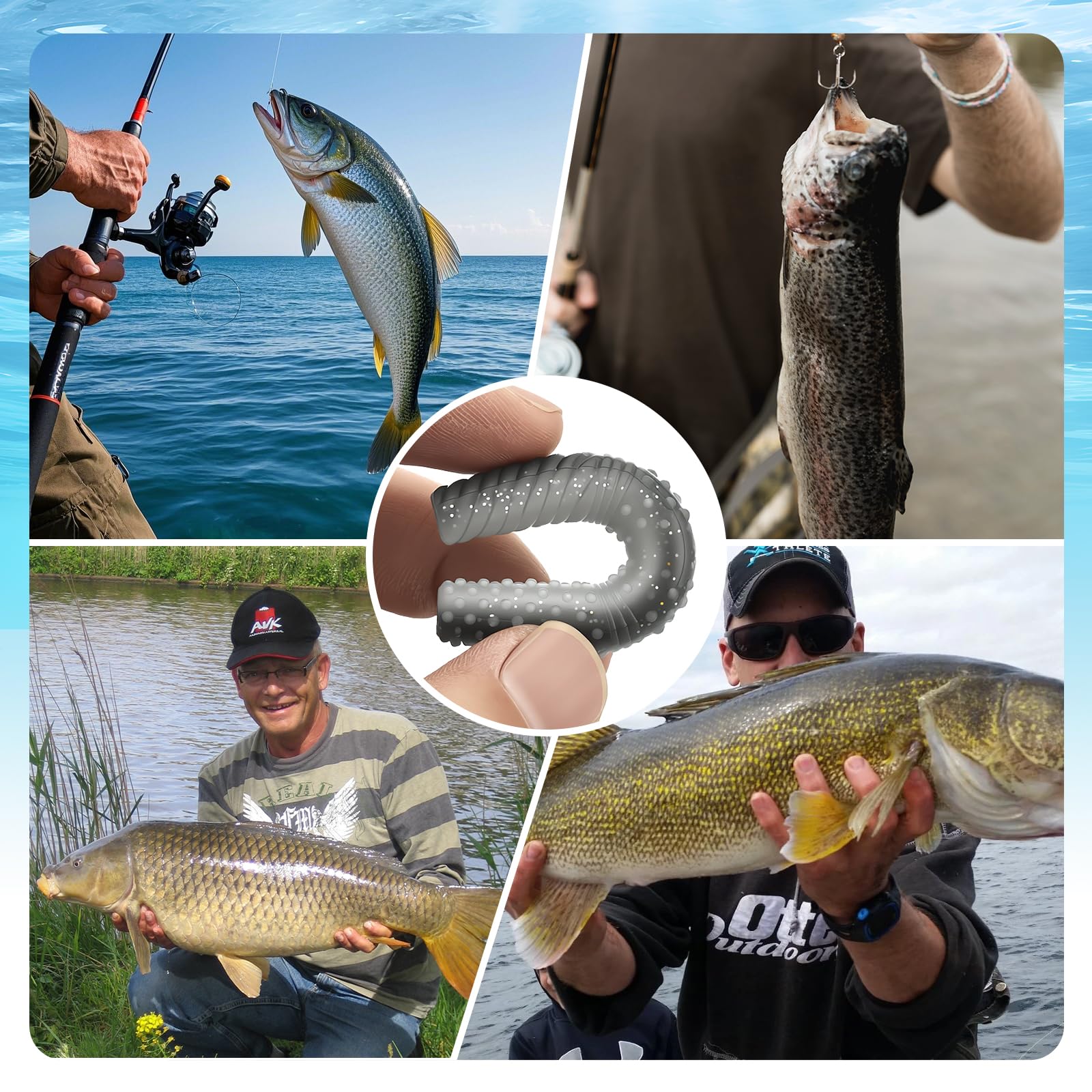 Juego de accesorios de pesca de 332 piezas, maletín con 2 estantes, con cebos, pesos de plomo, ganchos, pinzas para pesca, equipo de pesca en agua dulce y salada, regalo para pescador — view 4