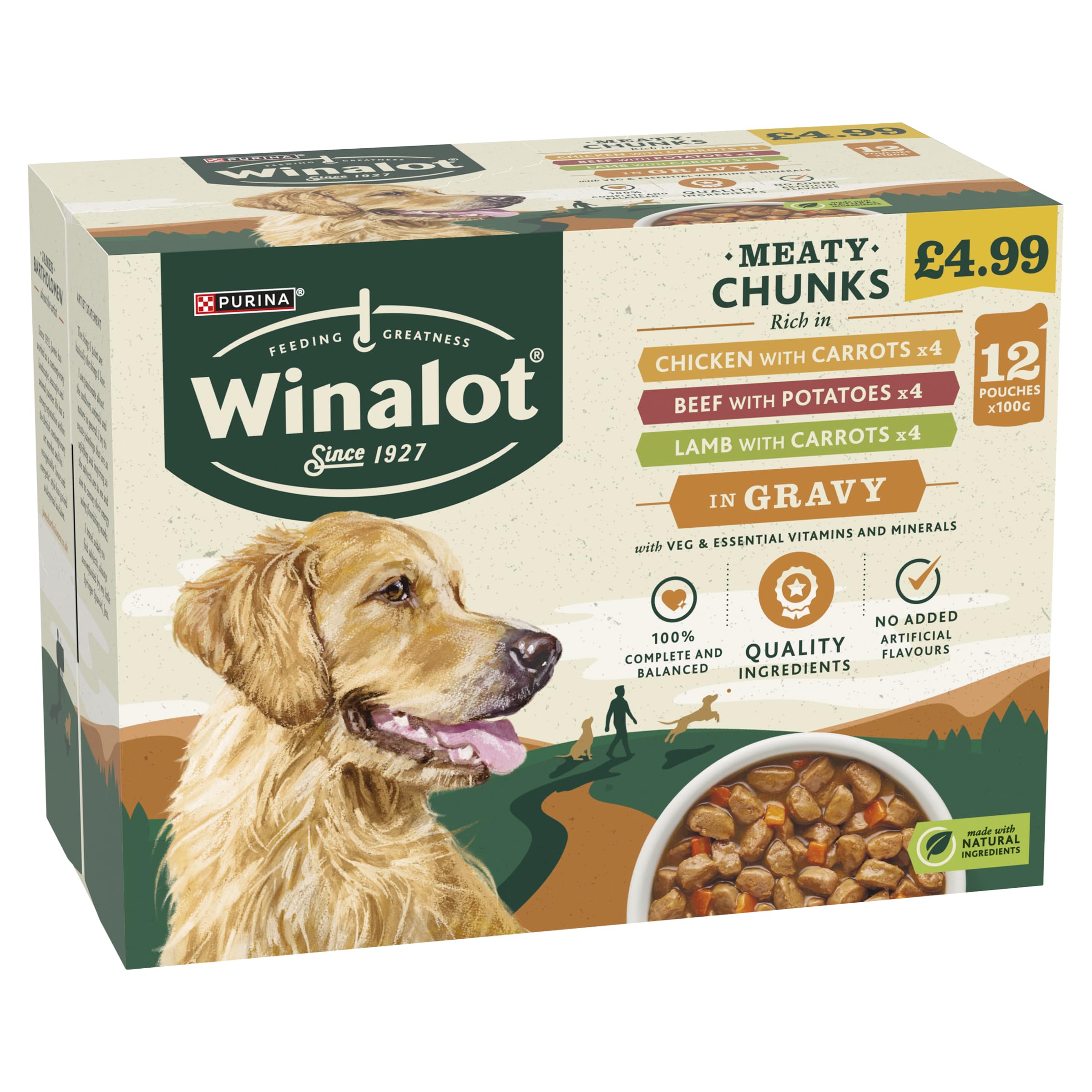 WINALOT Mixed Variety Chunks in Gravy Dog Food 4 x 12 x 100g PMP