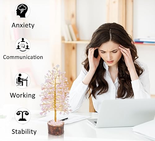 Miniatura 137 de Árbol de la vida de chakras de aventurina amarilla, árbol de cristal para energía positiva, decoración de Feng Shui, árbol de piedras preciosas