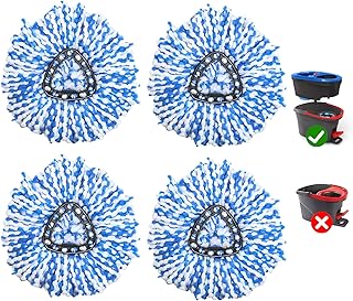 Spin Mop Replacement Head, Mop Replace Head for Only O Cedar RinseClean Microfiber 2 Tank Spin Mop System, Spinning Mop Refill for Ocedar Mop Heads Replacements 4 Packs