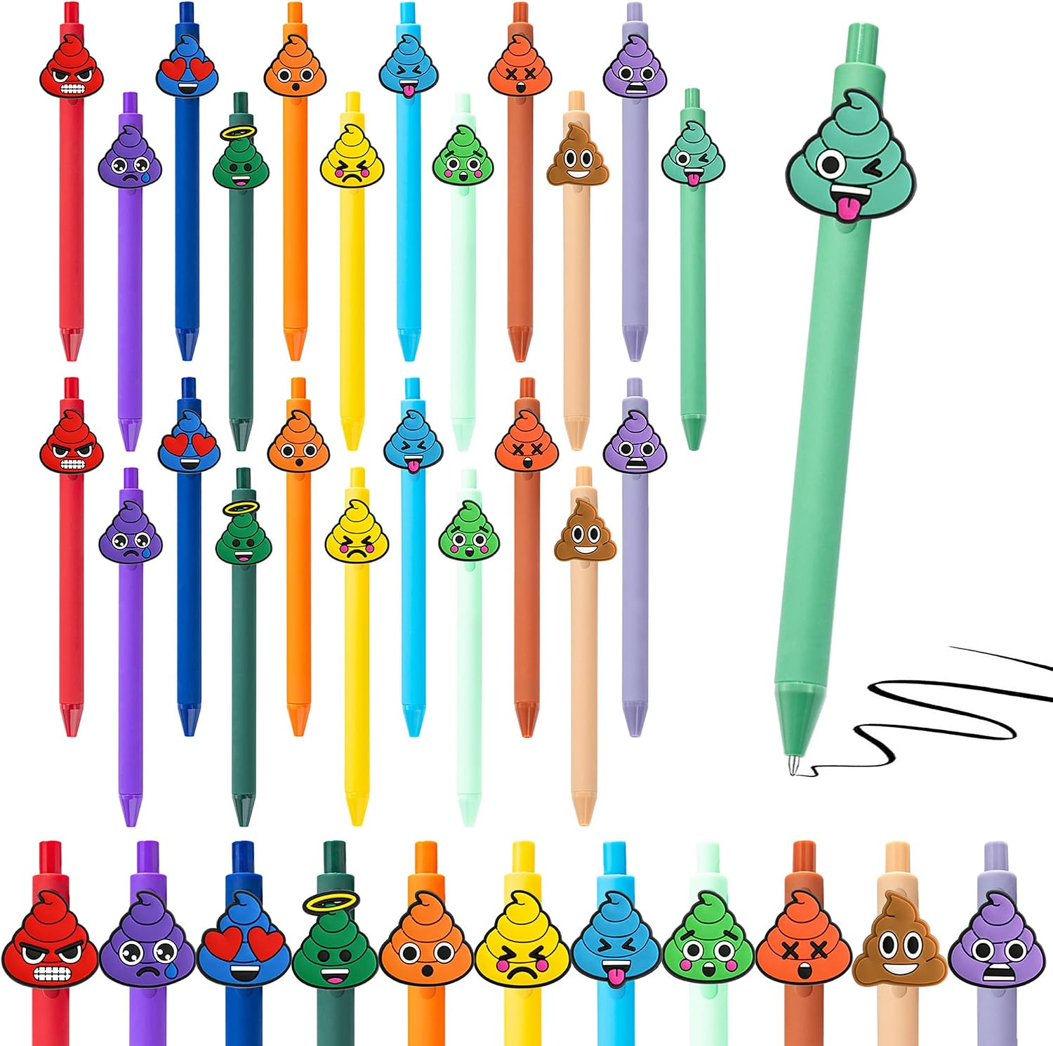 24 Pack Funny Poop Ballpoint Pens Bulk, Funny Gifts for Boys Party Favor Novelty Pen for Coworkers Office School Christmas Presents, Black ink, cool unique gifts for employees