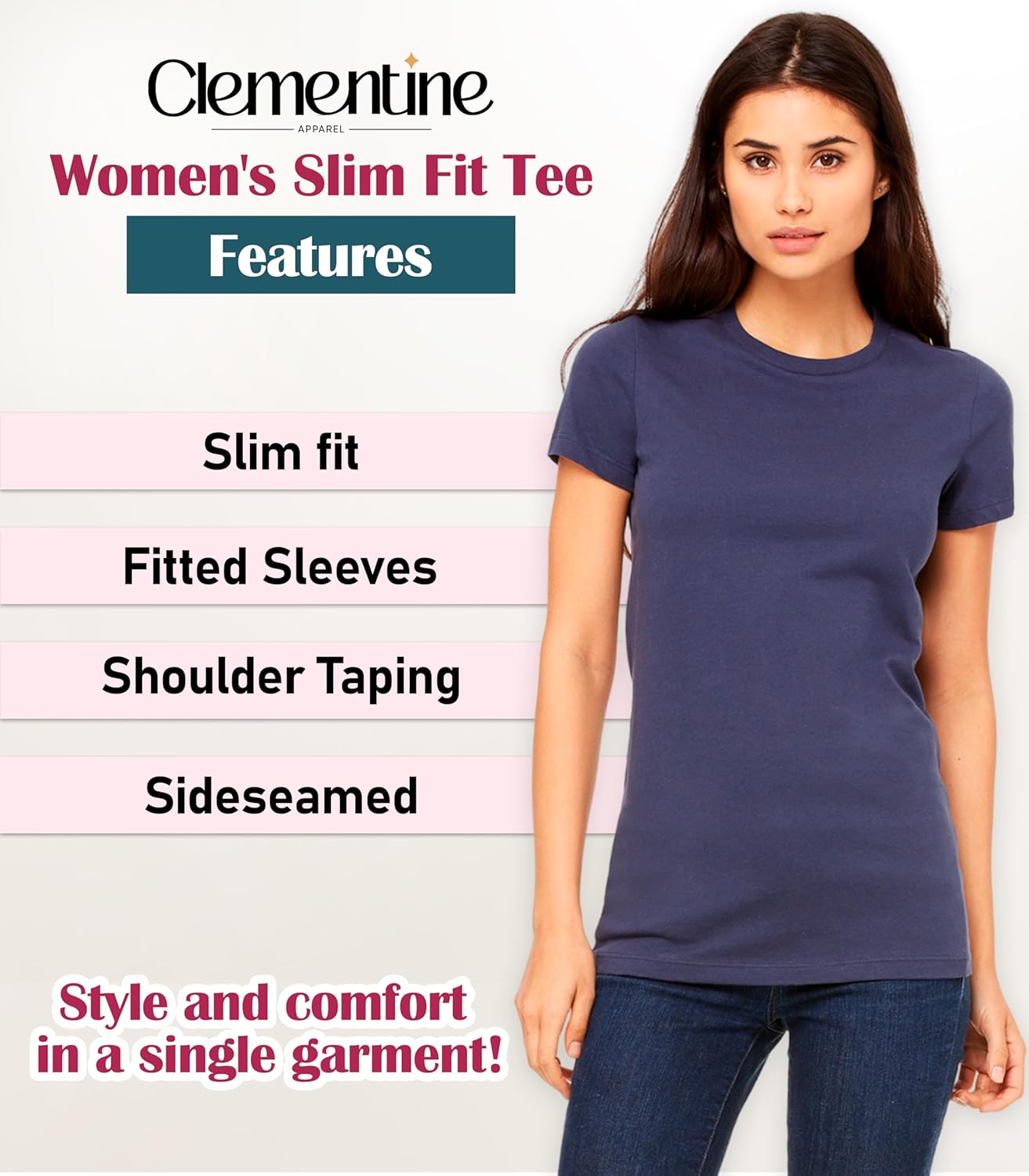 Clementine Women's Ladies Favorite Fashionable Crew Neck T-Shirt - Image 3