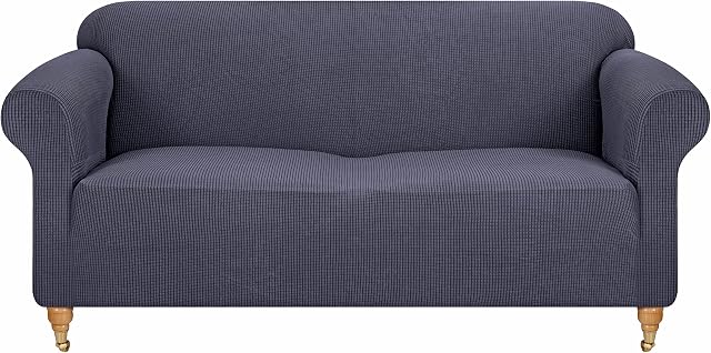 viceroy bedding PREMIUM STRETCH Thick Sofa Covers 1/2/3/4 Seater Sofa Furniture Protector EASY FIT ELASTIC Jacquard Fabric Couch Settee Slipcover BONUS SIDE STORAGE POCKET (Dark Grey, 2 Seater)