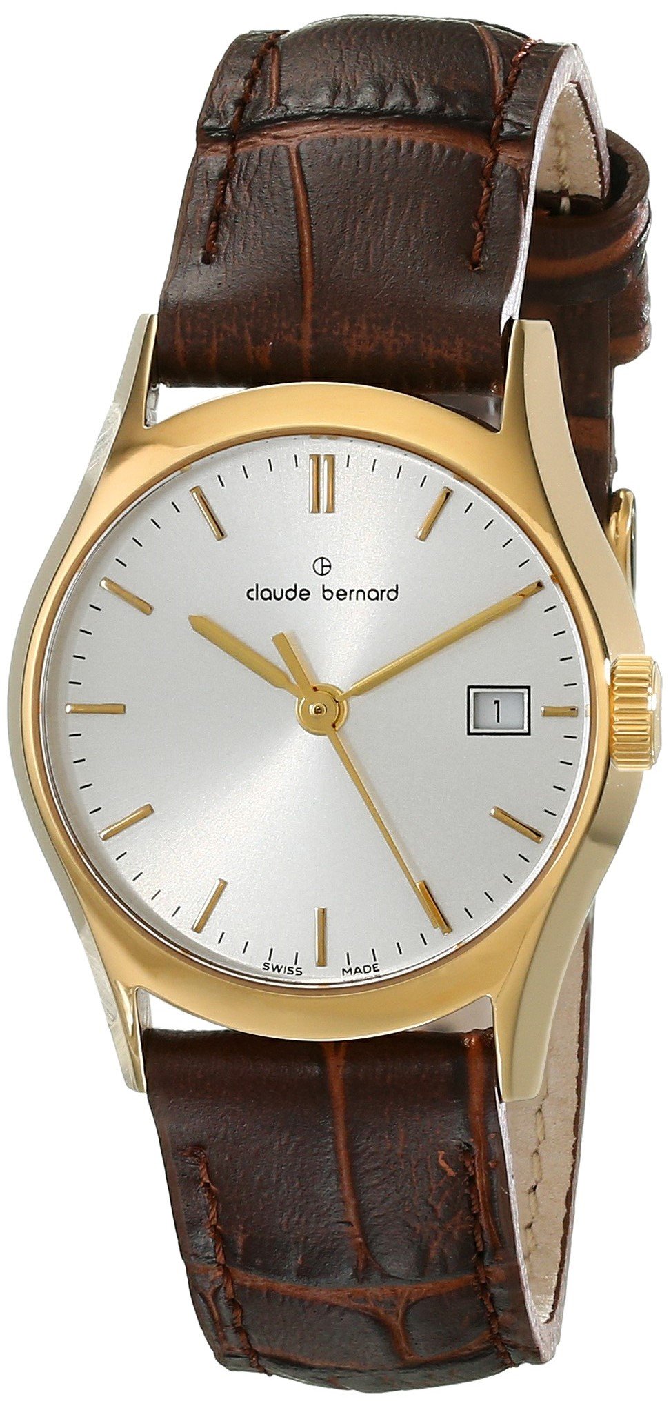 Claude BernardWomen's 54003 37J AID Classic Ladies Analog Display Swiss Quartz Brown Watch, Black, strap