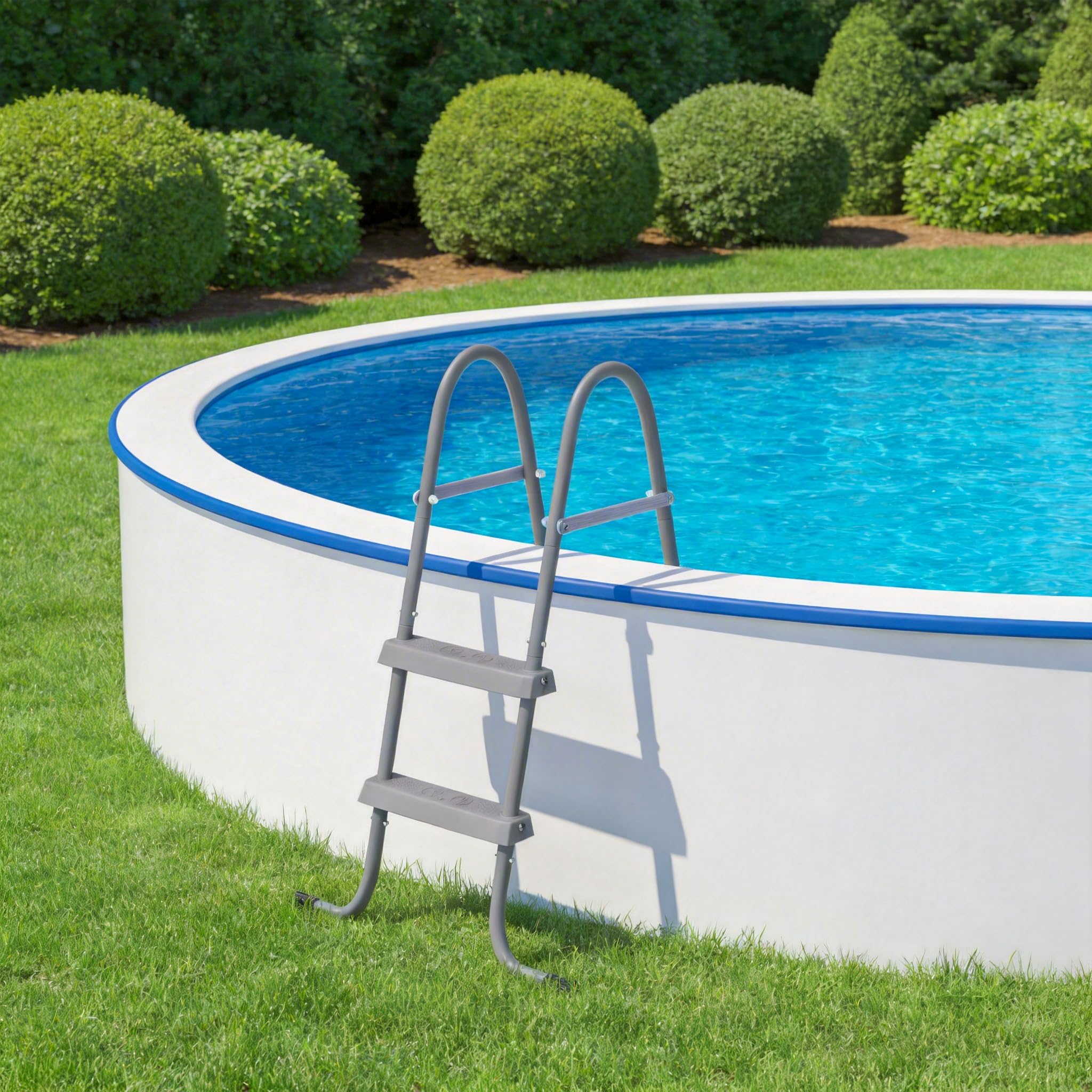 Échelle de piscine pliable en fer 2 marches antidérapante résistant aux intempéries 130 kg pour piscines hors-sol 80 cm