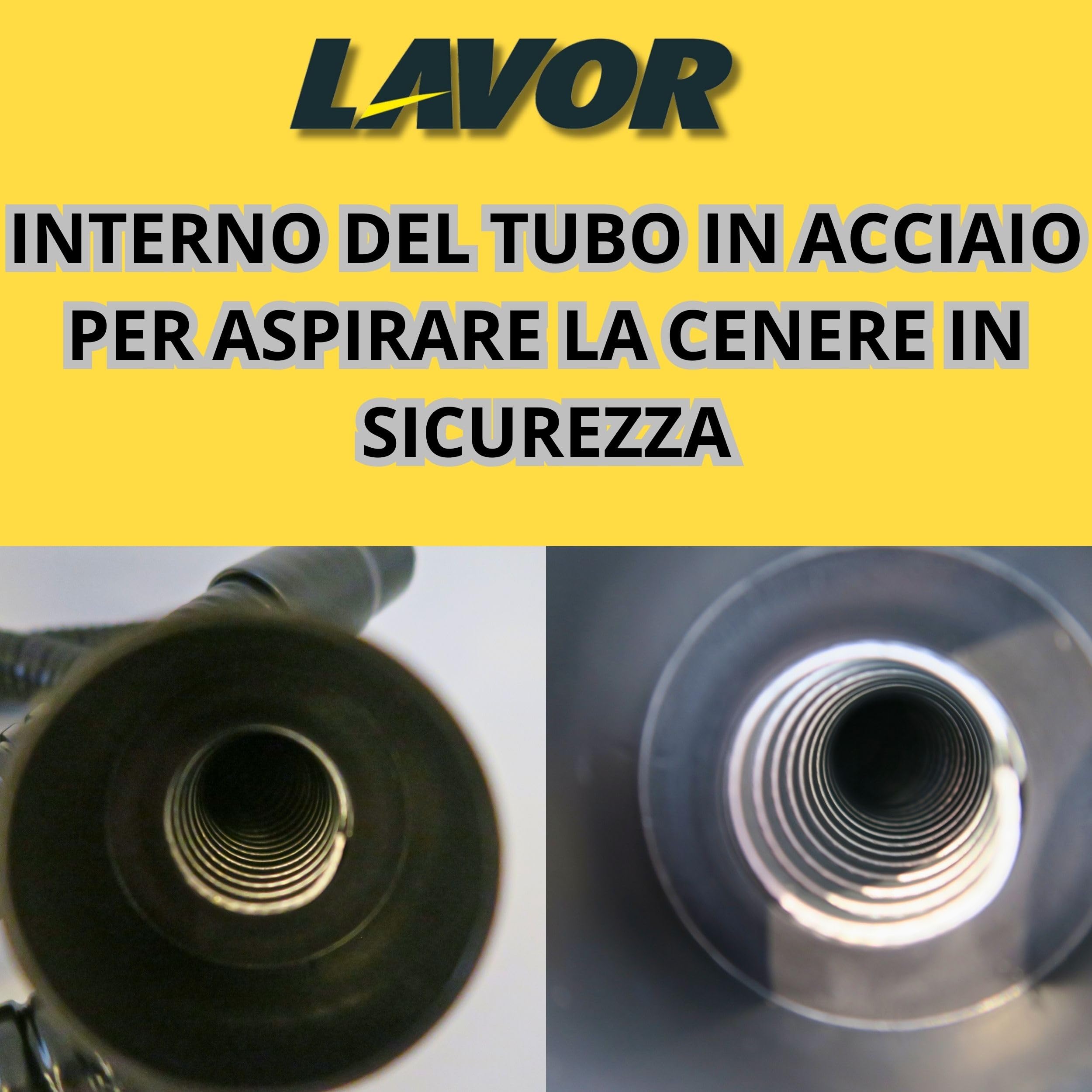 Tubo Aspiracenere Lavor da 1.5m con Bocchetta Metallica - Flessibile, Nero, per Caminetti e Stufe