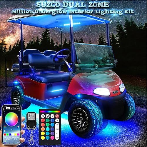 Miniatura 5 de 【Clear Stock】 6-Pack Trucks LED Underglow Pod Rock RGB Neon Under Wheel Well Lights Lights Kit, Dual-Zone 96LEDs + 27LEDs Interior Light Kit with