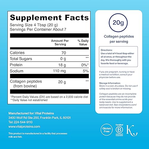 Miniatura 3 de Vital Proteins Suplemento en polvo de péptidos de colágeno para piel, cabello, uñas, salud o apoyo articular – colágeno hidrolizado – sin sabor, 7