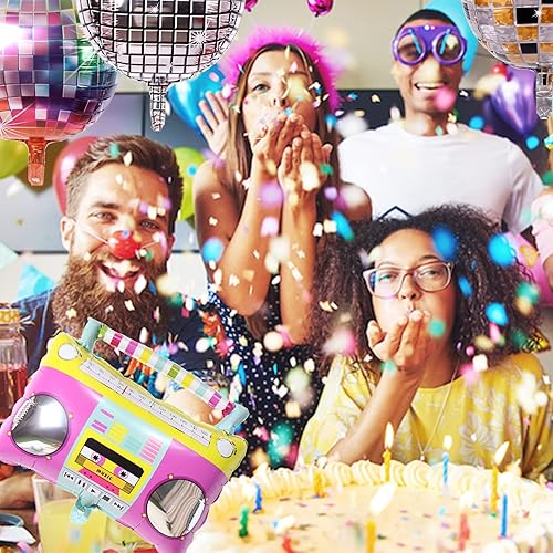 Miniatura 2 de 10 globos de arco iris para patinar, globos de papel de aluminio redondos de 22 pulgadas, globos de aluminio de disco láser 4D, globos de aluminio