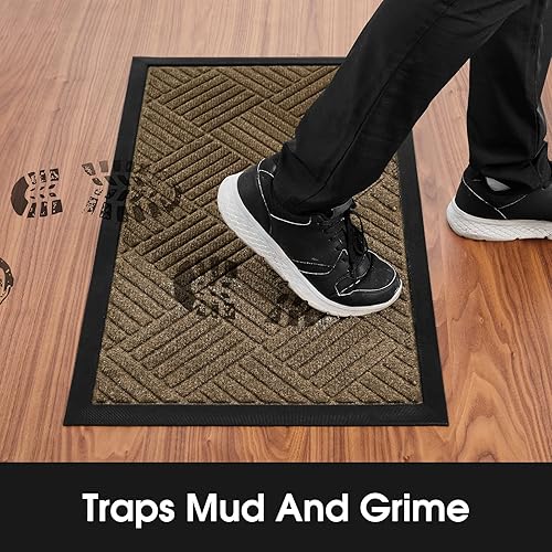 Miniatura 3 de HOMEIDEAS Tapete de bienvenida para exteriores, paquete de 2, alfombras para entrada delantera, impermeables, resistentes, con parte trasera de goma