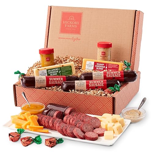 Miniatura 3 de Hickory Farms Cesta de regalo de carne y queso de granja salada y dulce (pequeña), juego de caja, comida de tabla de embutidos, salchicha de verano,