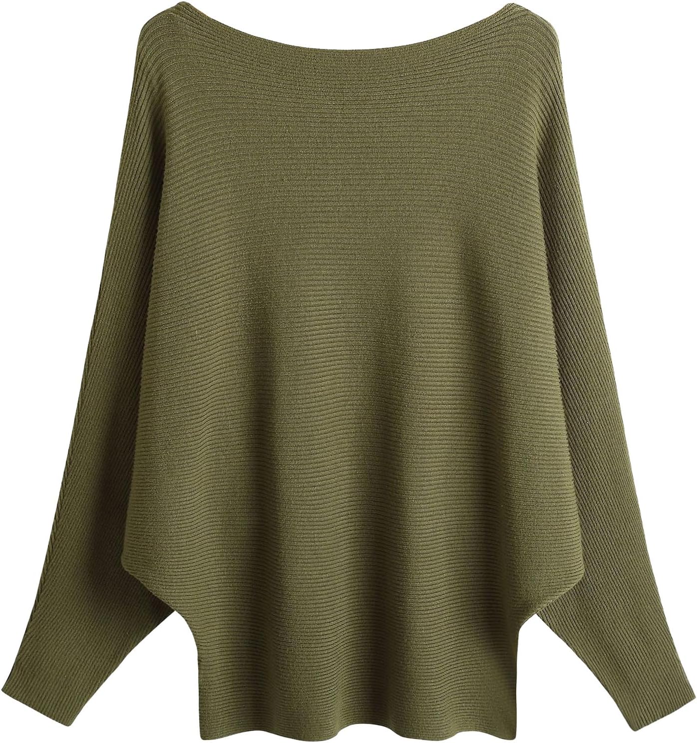 FULIER Women Oversized Boat Neck Batwing Sleeves Dolman Knitted Sweaters Lightweight Pullovers Tops One Size