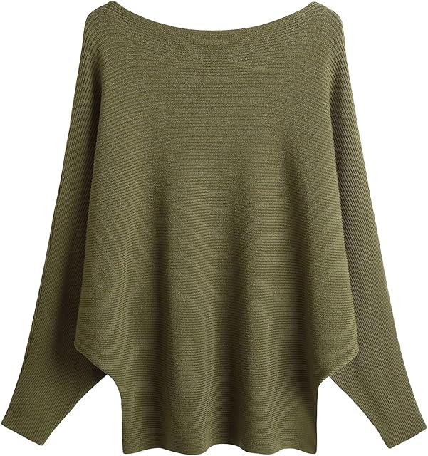 FULIER Dekolt w łódkę, rękawy typu batwing Dolman, luźne dzianinowe swetry i swetry, topy dla kobiet, jeden rozmiar
