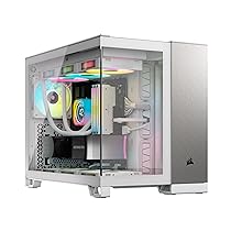 CORSAIR 2500X Small-Tower mATX Case per PC Doppia Camera – Vetro Temperato Panoramico – Compatibile con Scheda Madre a Connessione Inversa – Nessuna Ventola Inclusa – Bianco, Alluminio Grigio Satinato