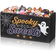 Halloween Candy Dish Wooden Ghost Candy Bowl Black Snack Holder