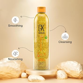 GK HAIR Gold Shampoo 8.5 Oz Hydrating Hair Cleanser with Aloe Vera and Shea Butter for Dry Damaged Hair Frizz Control Smooth Soft Shine Wild Orchid Fragrance