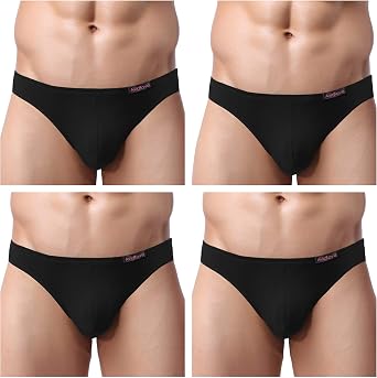Avidlove Mens Bikini Underwear Low Rise Briefs Microfiber Underpants 4 Pack | 3 D pouch, low rise cut, full coverage, soft, breathable, seamless, virtually imperceptible to wear, modal & ice silk fabric