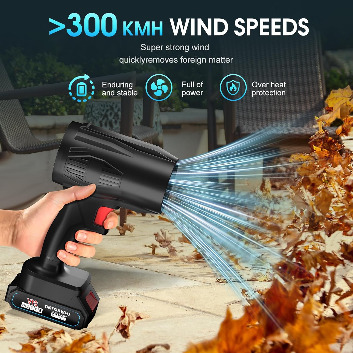 21V Cordless Leaf Blower, 990000 RPM High-Speed,6000MAh Large-Capacity Batteries & Fast Charger Included, Lightweight Handheld Blower for Lawn/Garden/Yard Cleanup