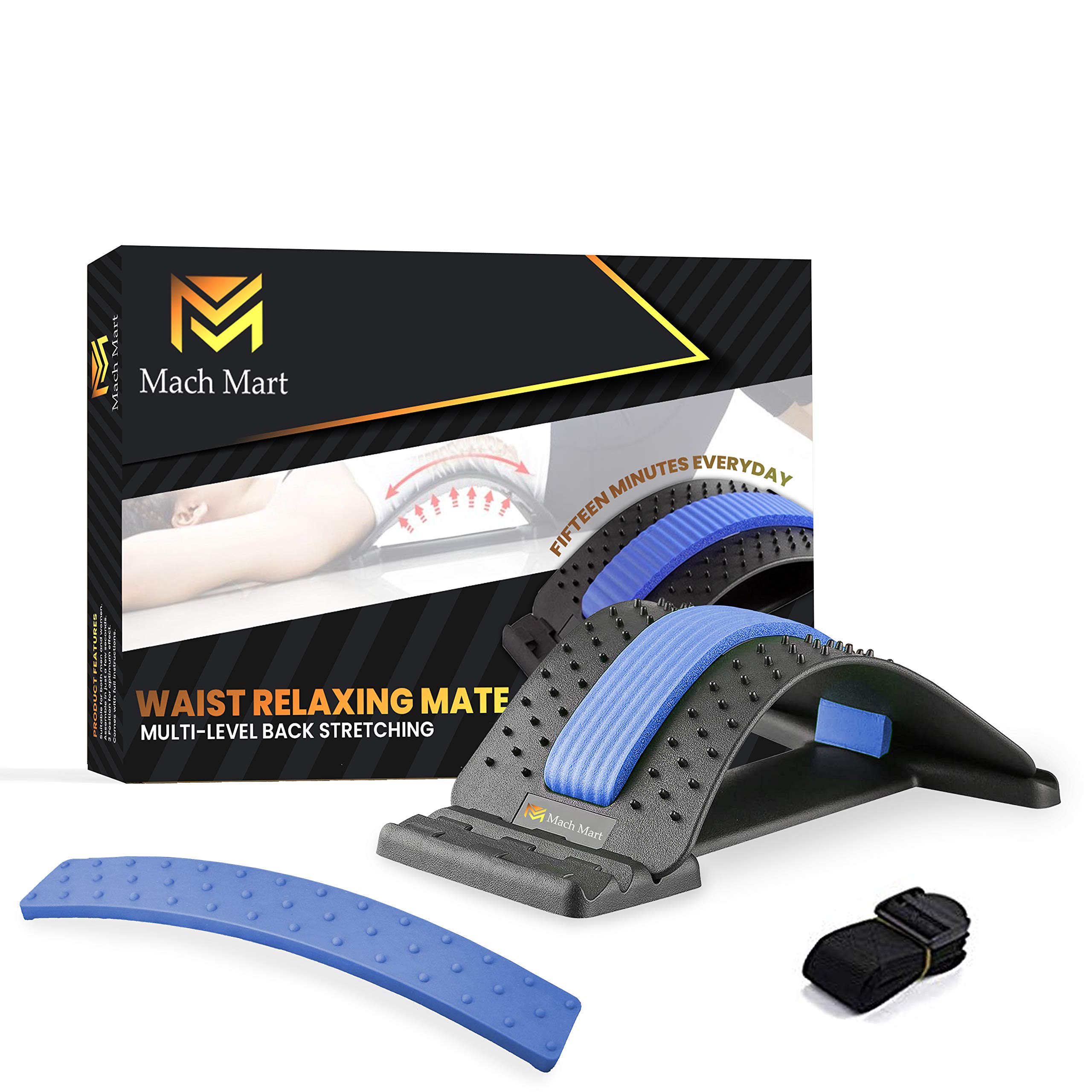 Mach Mart Back Stretcher, Posture Corrector with Acupuncture, Lower, Upper & Spinal Back Pain Relief, Lumbar Support, for Back Relaxation, Premium Quality & 3 Levels Adjustable