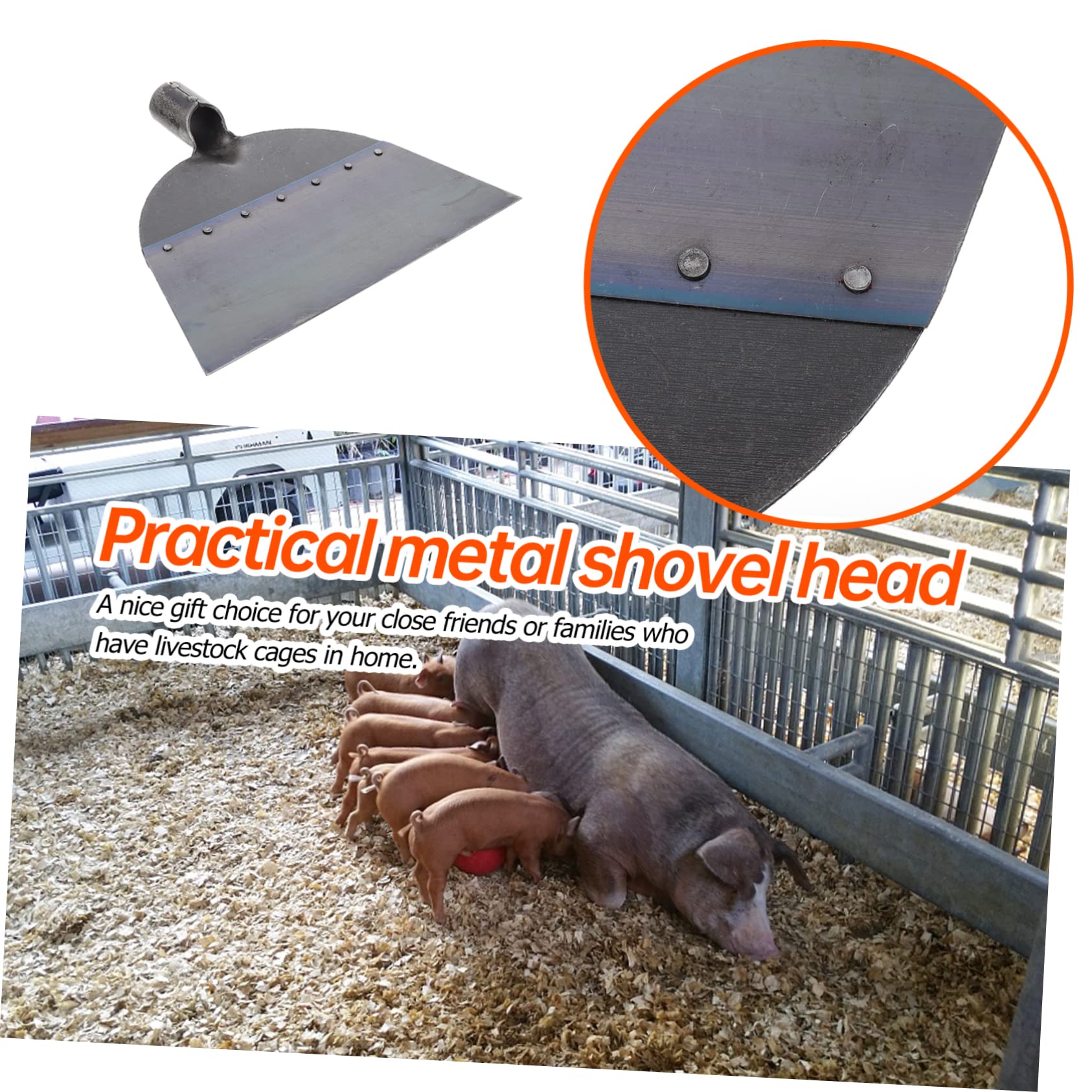 ibasenice Cabeza de Pala de Metal Multiusos de Acero para Excrementos | Repuesto Manual para Gallinero, Ligera y Portátil, Uso en Suelo y Cemento