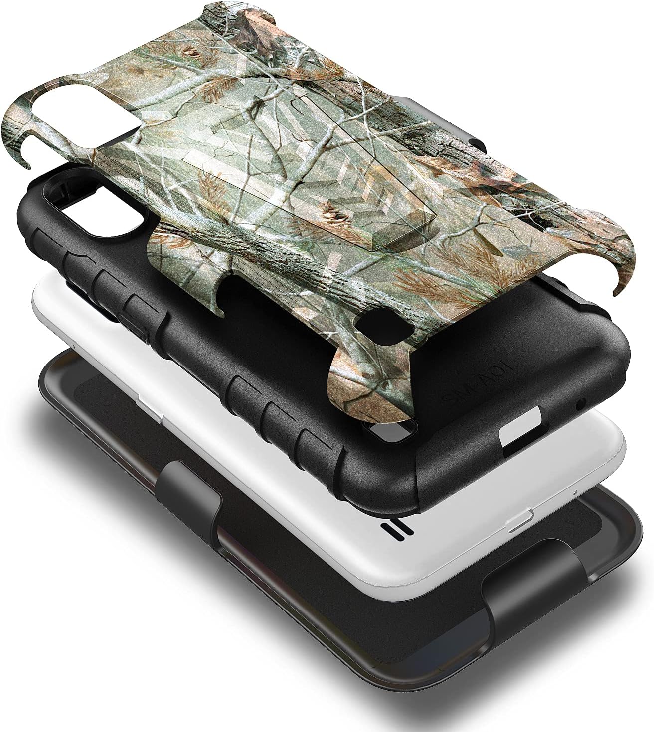 E-Began Case for Samsung Galaxy A01 with Tempered Glass Screen Protector (Full Coverage), Belt Clip Holster Kickstand Heavy Duty Armor Defender Shockproof Rugged Phone Case -Camo