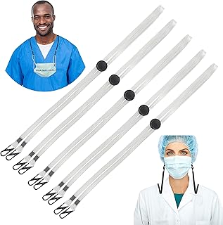 5 Pack Muryobao Adjustable Length Face Mask Lanyard, Handy & Convenient Safety Mask Holder & Hanger, Comfortable Around The Neck Facemask Rest & Ear Saver Easy On & Off White