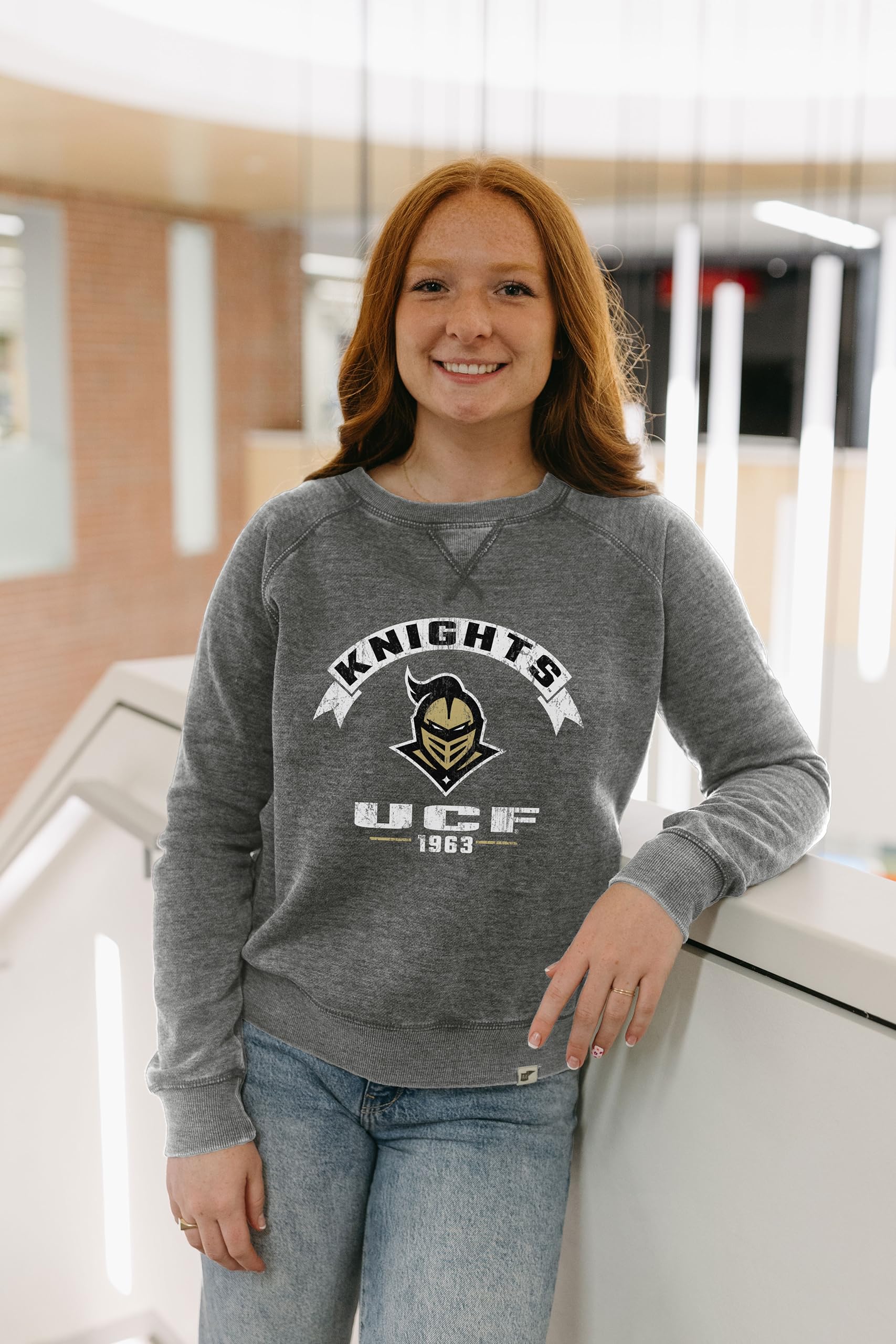 Blue 84 NCAA womens Ncaa Officially Licensed Women's Crewneck Sweatshirt Burnout Vintage Scholar