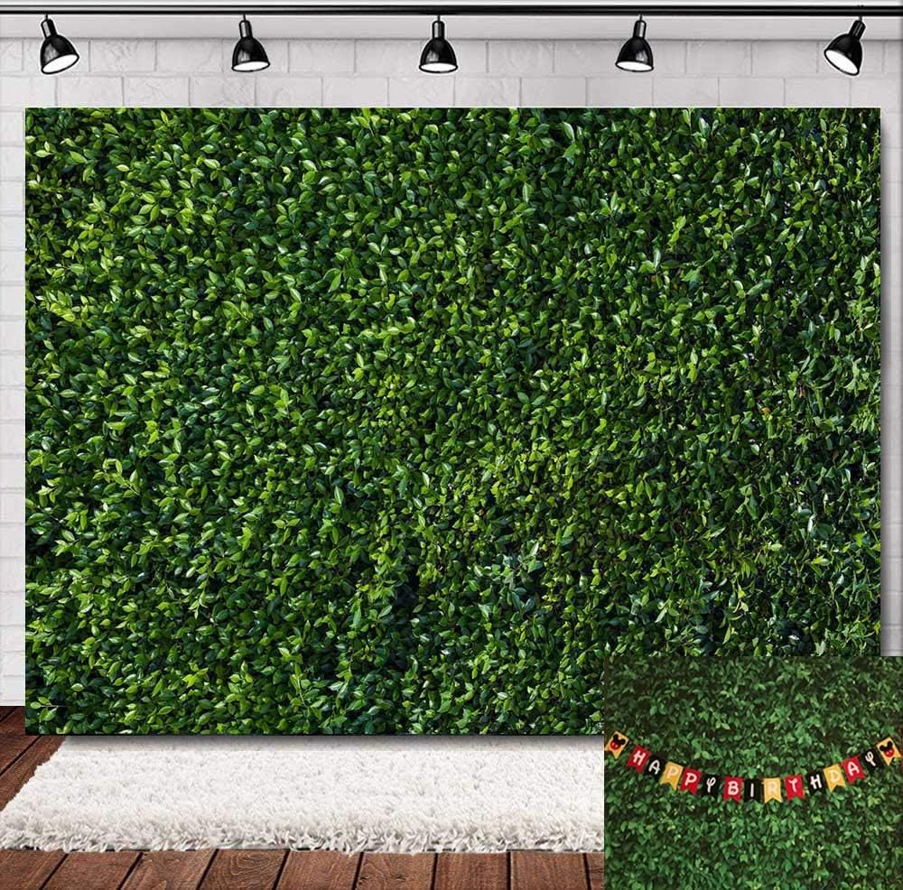 Nature Green Lawn Leaves Photography Backdrops Grass Floor Baby Shower Photo Background for Wedding Birthday Party Cake Table Decoration Banner Studio Props Vinyl 7x5ft