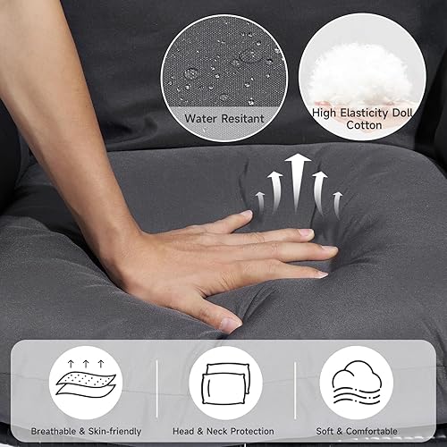 Miniatura 3 de ONBRILL Silla colgante de huevo con soporte, silla columpio de huevo para interiores y exteriores con reposacabezas acolchado, silla de huevo de