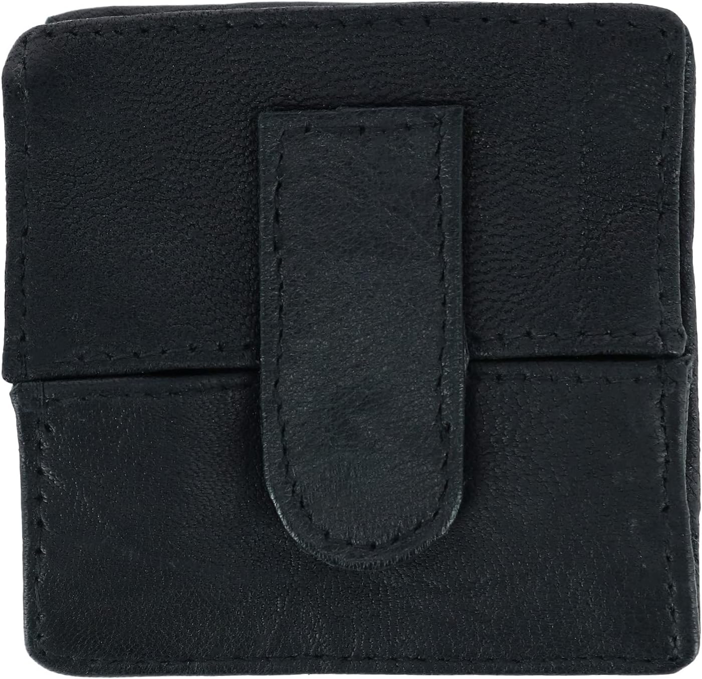 CTM Leather Fold Up Coin Change Pouch with Snap Button Closure, Black