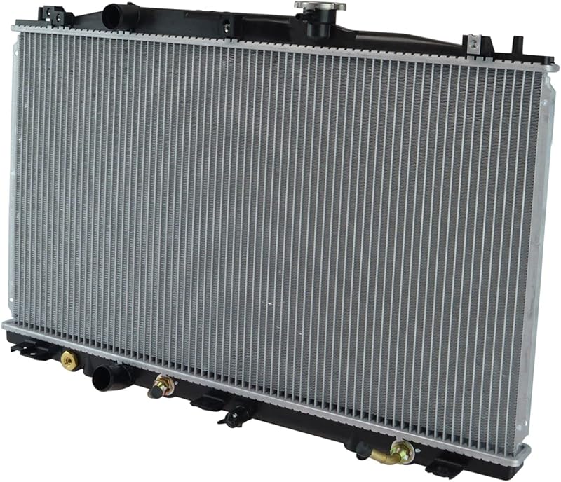 Radiador TRQ de alumínio com núcleo de 1 fileira para Honda Accord 2.4L – Com tampa