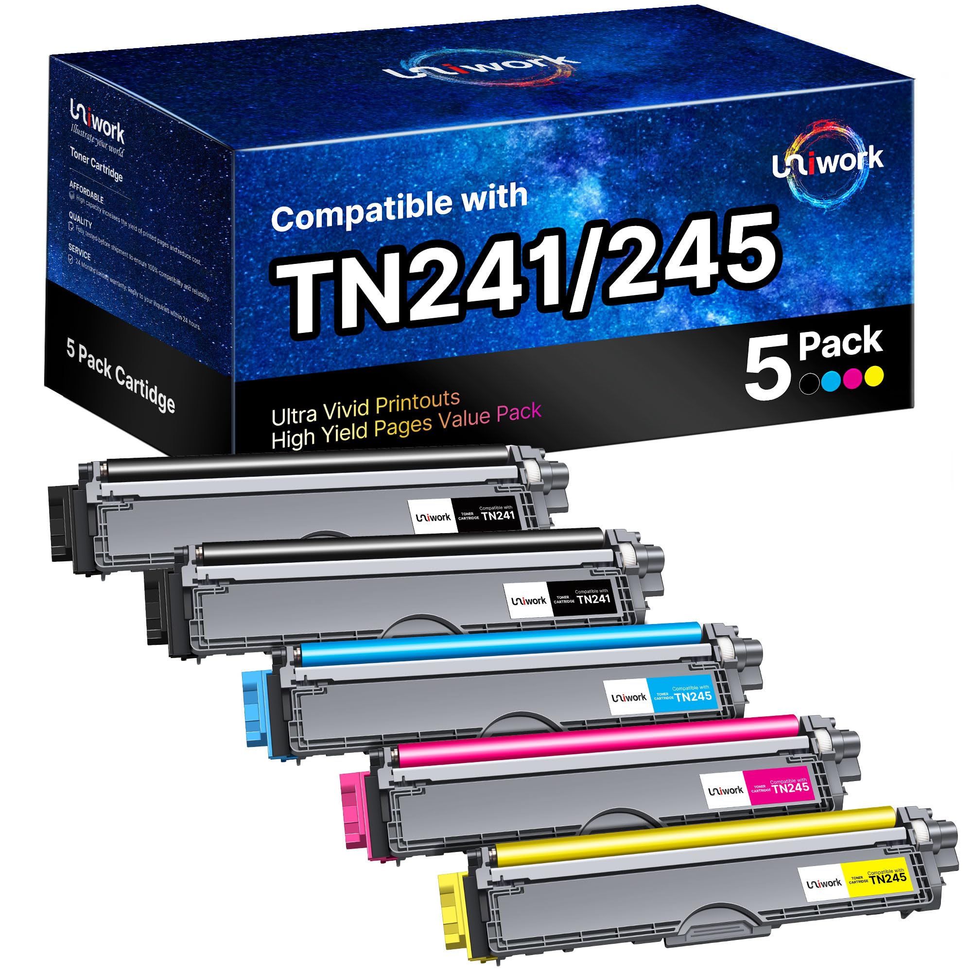TN241 TN245 Toner Kompatibel für Brother MFC-9332CDW Toner DCP-9022CDW MFC-9142CDN HL-3142CW HL-3152CDW HL-3140CW MFC-9140CDN MCF-9342CDW HL-3172CDW MFC-9142CDN MFC-9342CDW (5er-Pack)
